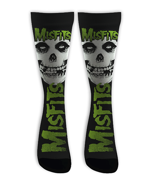 Meia Cano Alto -  Misfits - GREEN Black