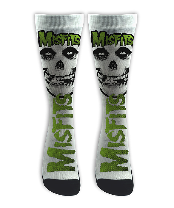 Meia Cano Alto -  Misfits - GREEN White