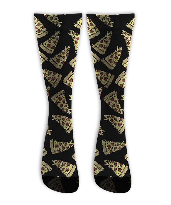 Meia Cano Alto - Pizza Lover Black
