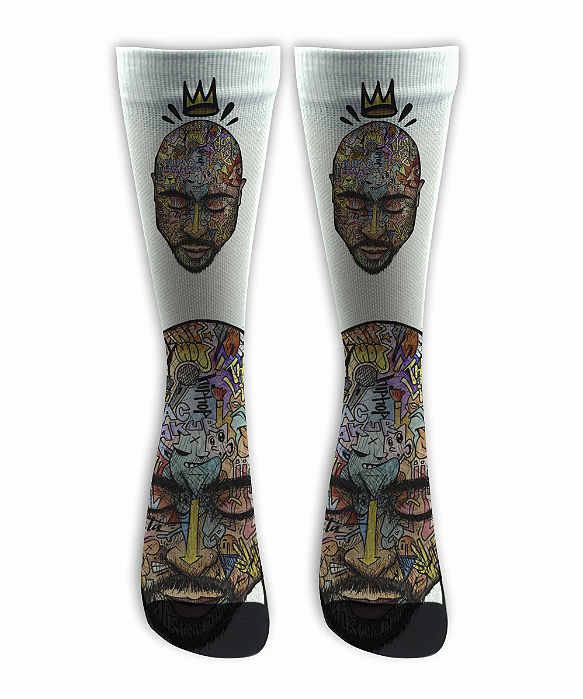 Meia  Cano Alto - Tupac Grafitti