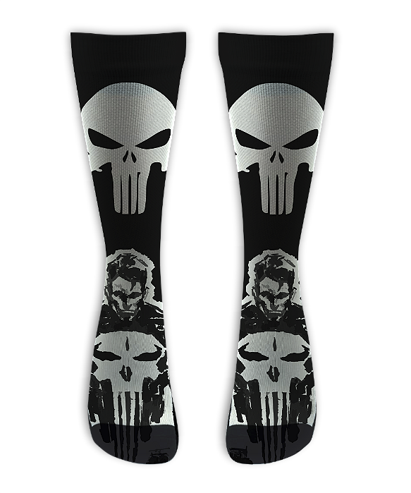 Meia  Cano Alto - Punisher Black