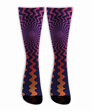 Meia  Cano Alto - Ilusão Psicodélica Roxa