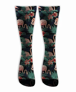 Meia  Cano Alto - Flamingo Black