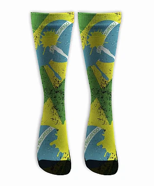 Meia  Cano Alto - Flag Brasil