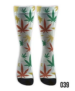 Meia  Cano Alto - Cannabis Color White