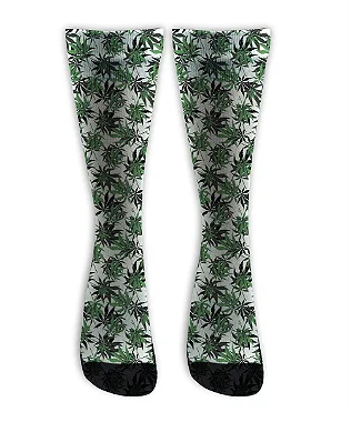 Meia  Cano Alto - Cannabis Hemp White