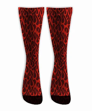 Meia  Cano Alto - Flame Full Print - Red