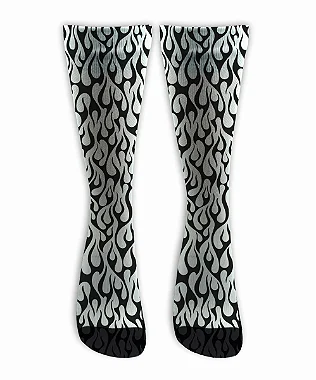 Meia  Cano Alto - Flame Full Print - White