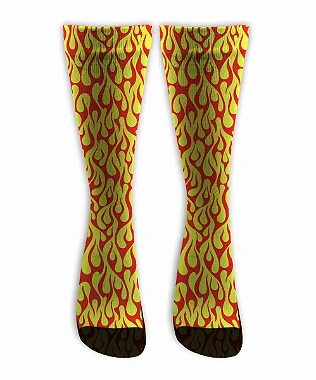 Meia  Cano Alto - Flame Full Print - Yellow