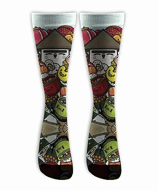 Meia  Cano Alto - Oriental Print