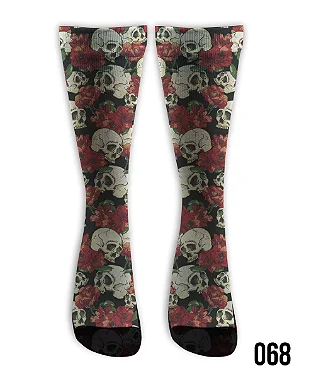 Meia  Cano Alto - Caveira Floral