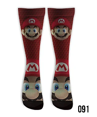 Meia  Cano Alto - Mario Bros
