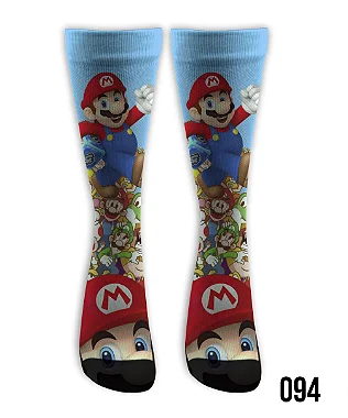 Meia  Cano Alto - Mario Bros Turma