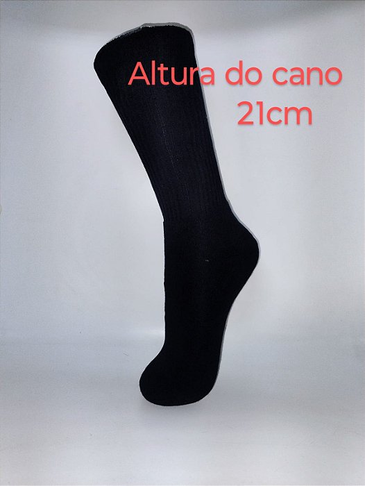 MEIA CANO ALTO - ALGODÃO PRETA