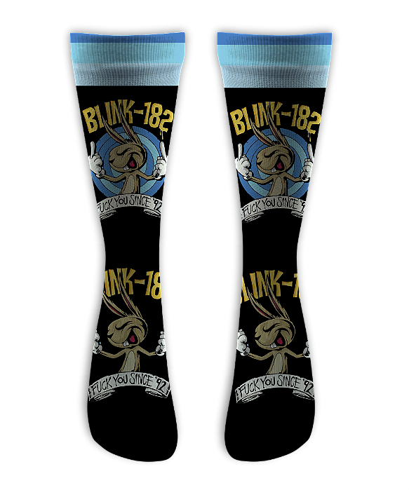 Meia  Cano Alto - Blink 182 - Rabit Black