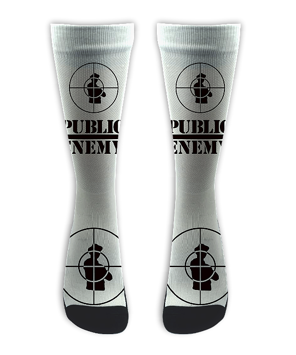 Meia  Cano Alto - Public Enemy White