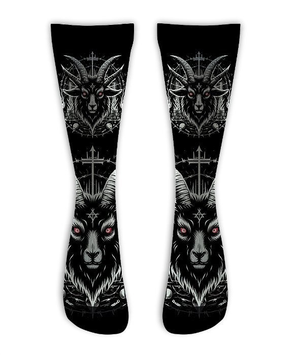 Meia  Cano Alto - Baphomet Black