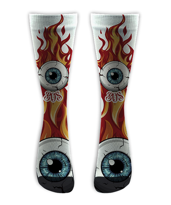 Meia  Cano Alto - FLy Eye Flames White