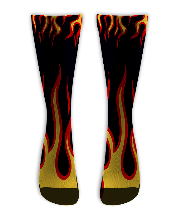 Meia  Cano Alto - Flames Vintage Black