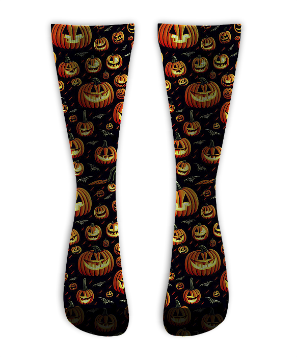 Meia  Cano Alto - Halloween Abóboras