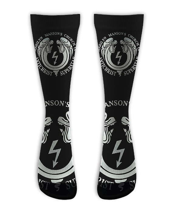 Meia  Cano Alto - Marilyn Manson Church Black