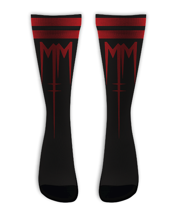 Meia  Cano Alto - Marilyn Manson Stripes Red