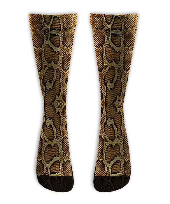 Meia  Cano Alto - Snake Skin Golden