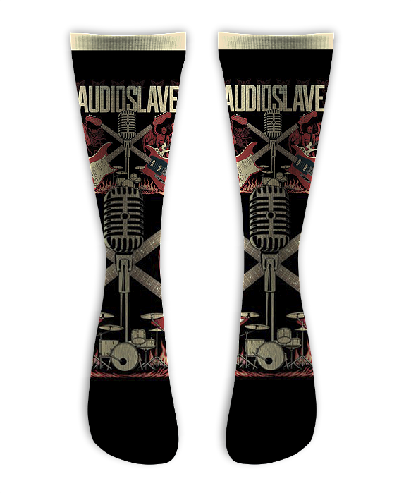 Meia  Cano Alto - Audio Slave - Stripe Crema