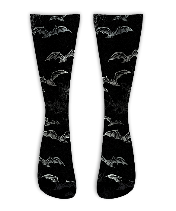 Meia  Cano Alto - Morcegos Black