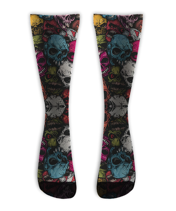 Meia  Cano Alto - Skull Bad Color