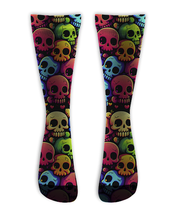 Meia  Cano Alto - Skull Happy Color