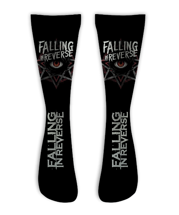 Meia  Cano Alto - Falling In Reverse - Star Black
