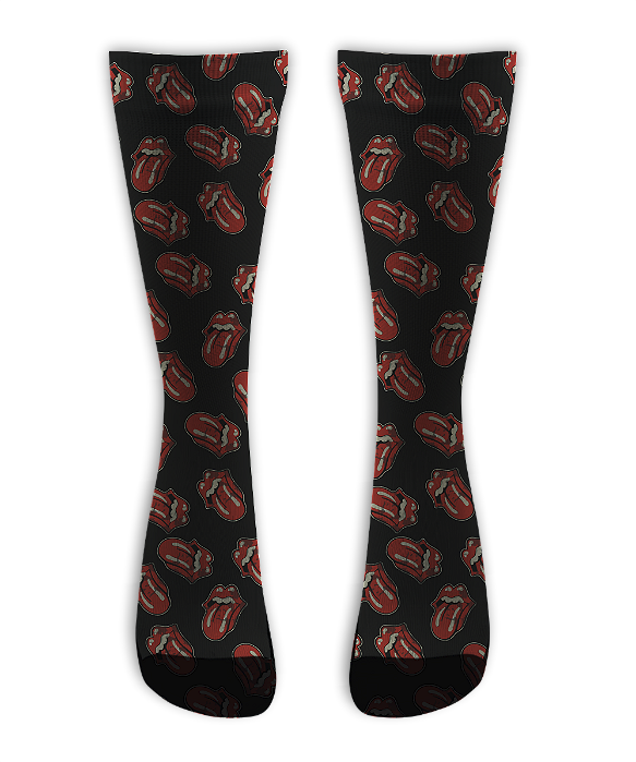 Meia  Cano Alto - Rolling Stones - Mouth Full Print