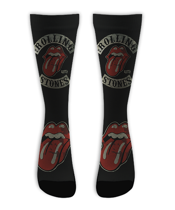 Meia  Cano Alto - Rolling Stones - Shild Black
