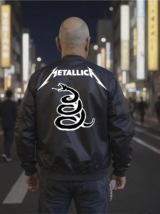 CORTA VENTO BOMBER PRETA  METALLICA - THE BLACK ALBUM