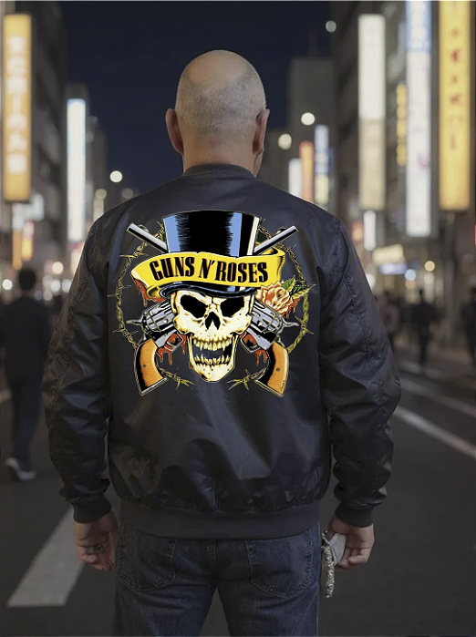 CORTA VENTO BOMBER PRETA GUNS N' ROSES