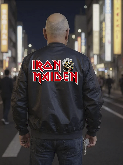 CORTA VENTO BOMBER PRETA IRON MAIDEN EDDIE