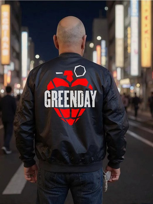 CORTA VENTO BOMBER PRETA GREEN DAY