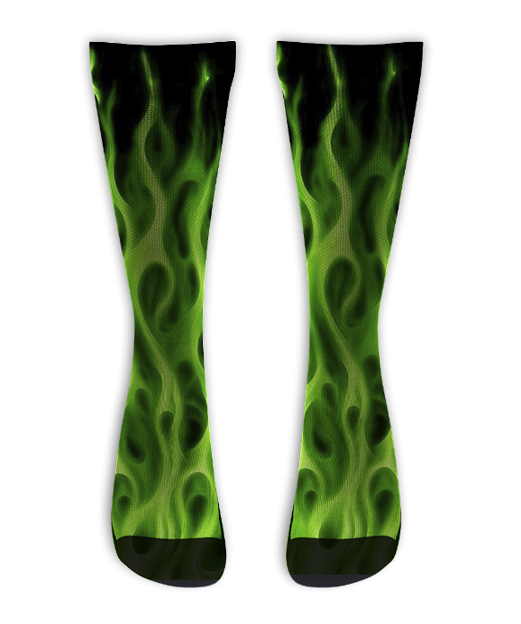 Meia Cano Alto - Flame Green and Black