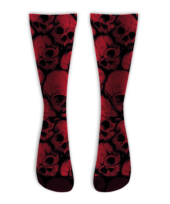 Meia Cano Alto - Skull Full Red
