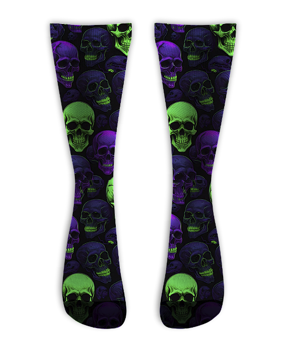 Meia Cano Alto - Skull Green Ligth