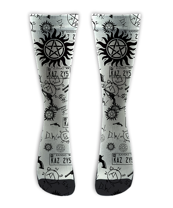 Meia Cano Alto - Super Natural Symbols White
