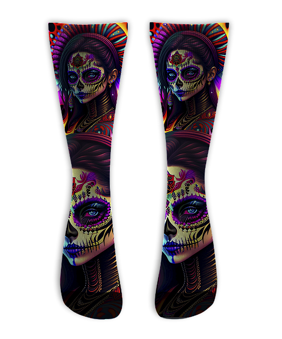 Meia Cano Alto - Catrina 01 NEON
