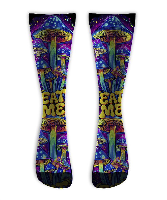 Meia Cano Alto - Cogumelo Food NEON