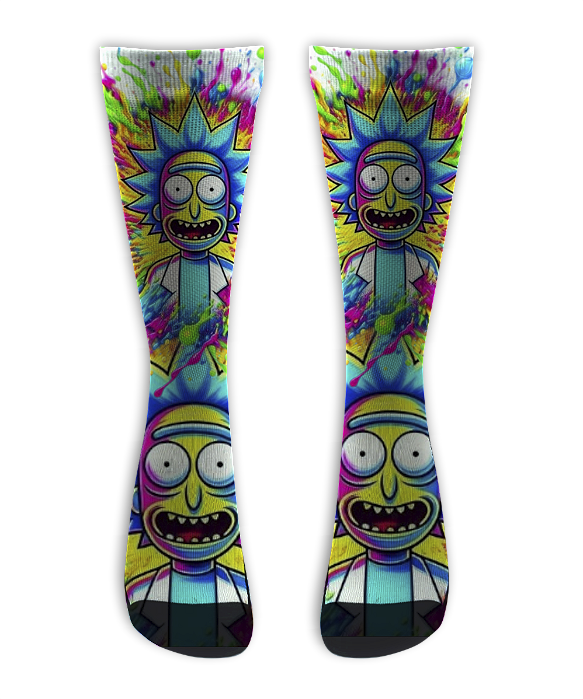 Meia Cano Alto - Morty White NEON