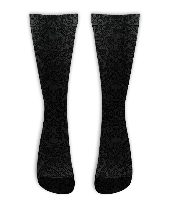 Meia Cano Alto - Ornamental Skull Gray