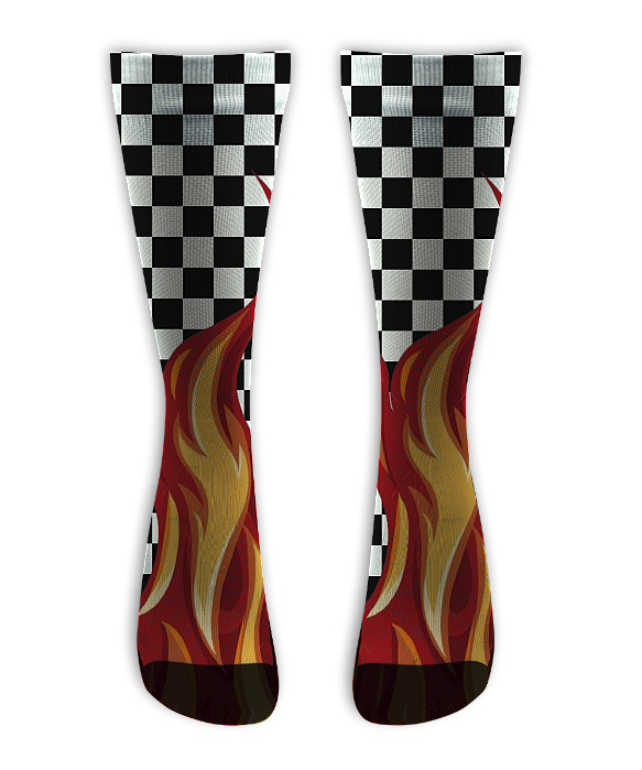 Meia Cano Alto - Quadriculado PB Flames
