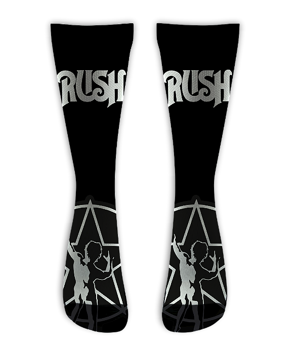 Meia Cano Alto - Rush Black White