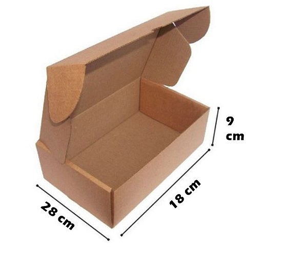 Caixa de Papelão Corte e Vinco Onda B Simples - N9 - 28 x 18 x 9 - Kit com 25 unidades