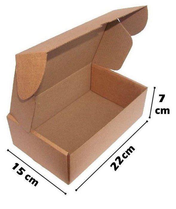 Caixa de Papelão Corte e Vinco Onda B Simples - N10 - 22 X 15 X 7 - Kit com 25 caixas